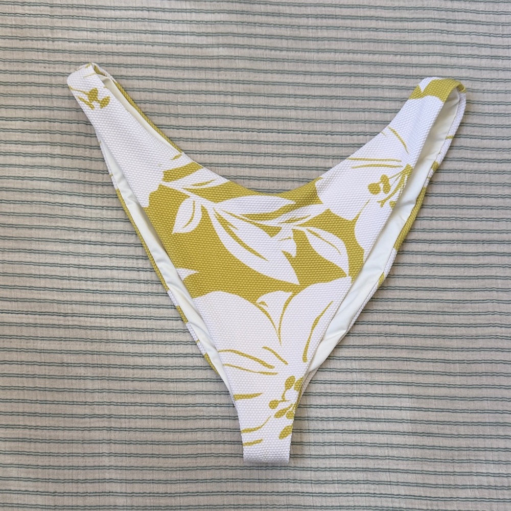 L*SPACE Yellow & White Floral High-Cut Bikini Bottom